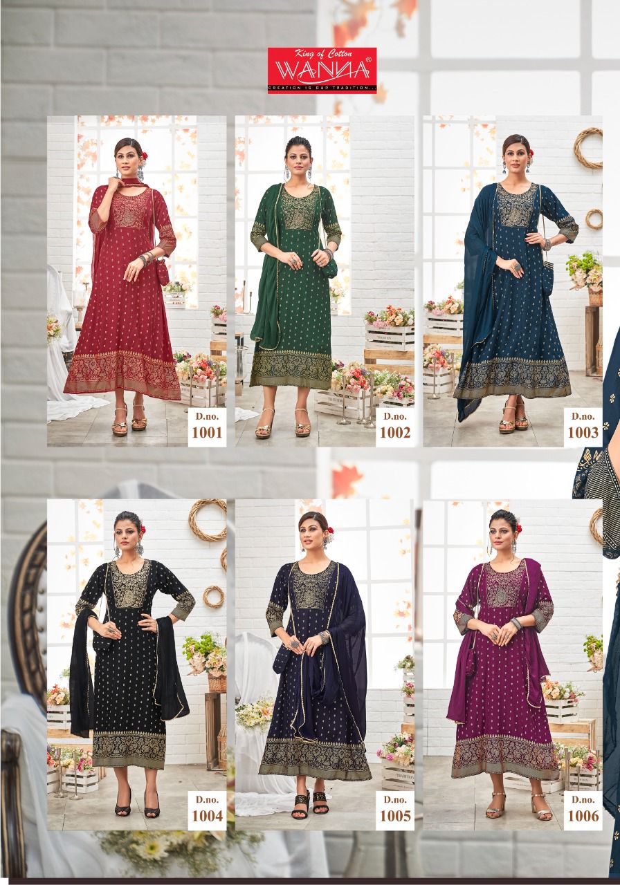 Wanna Paheli Rayon Designer Ethnic Wear Long Kurti With Dupatta Collection